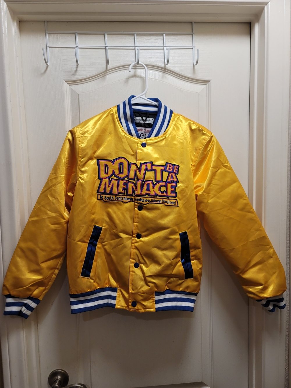 Don't Be a Menace Yellow Satin Bomber Jacket - Youth Medium - NWT